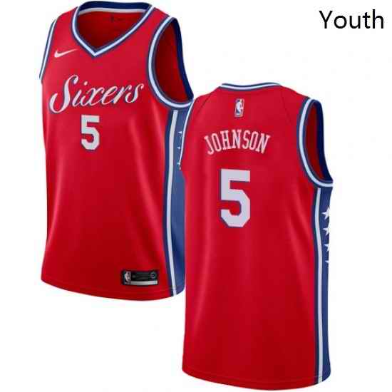 Youth Nike Philadelphia 76ers 5 Amir Johnson Authentic Red Alternate NBA Jersey Statement Edition